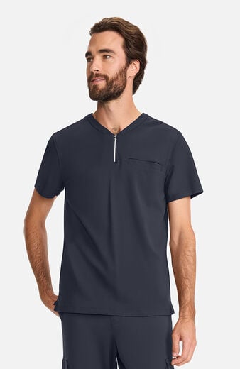 Men's Ponte Quarter Zip V-Neck Scrub Top Men's Ponte Quarter Zip V-Neck Scrub Top