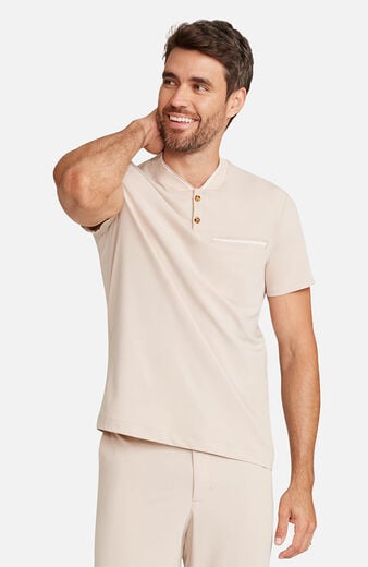 Men’s Rib Collar Henley Scrub Top Men’s Rib Collar Henley Scrub Top