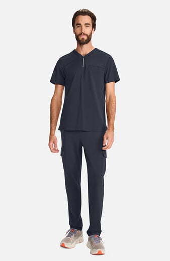 Men's Ponte Quarter Zip V-Neck Scrub Top Men's Ponte Quarter Zip V-Neck Scrub Top