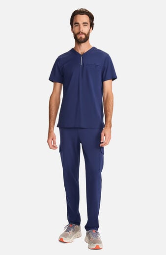 Men's Ponte Quarter Zip V-Neck Scrub Top Men's Ponte Quarter Zip V-Neck Scrub Top