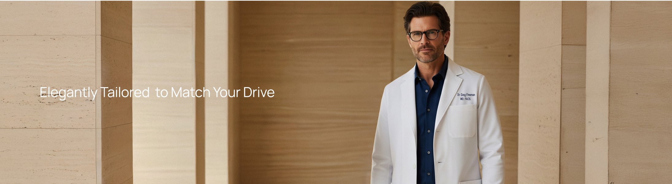 Medelita men's lab coats, elegantly tailored to match your drive.
