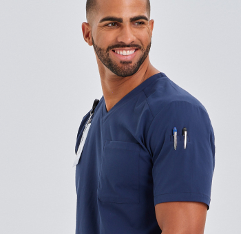 Apex Men's V-Neck Scrub Top - sleeve detail