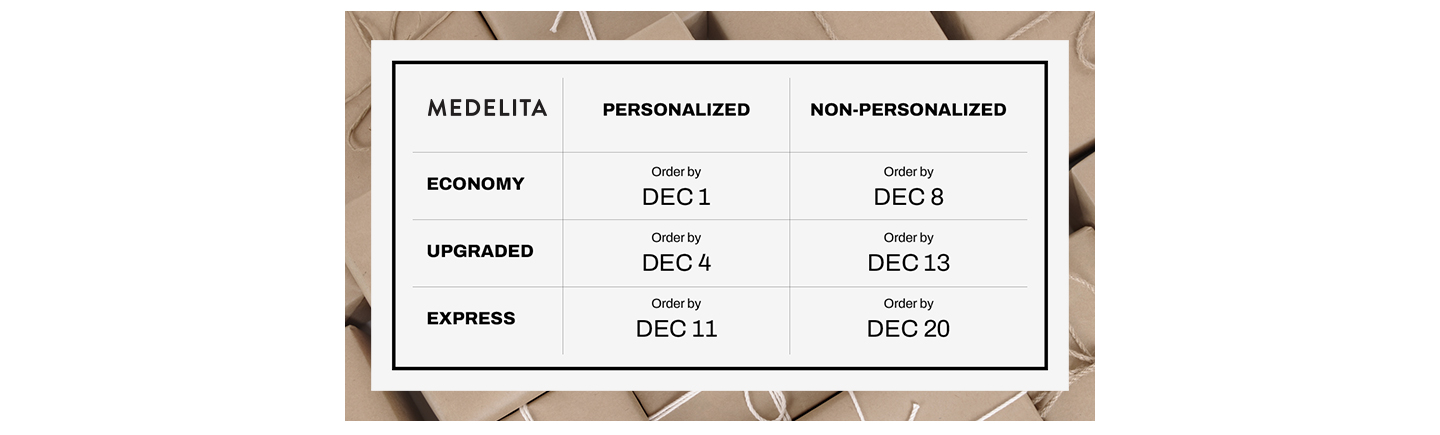Medelita Holiday Shipping Deadlines