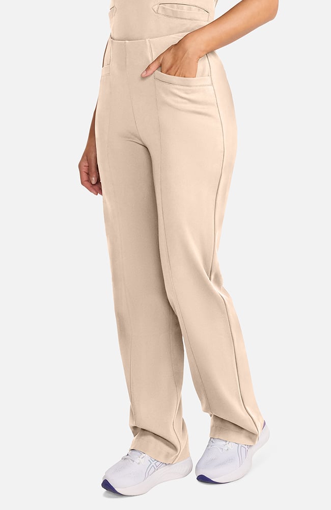 Women's Ponte Wide Leg Scrub Pant, TAT Toasted Tan | brown, large