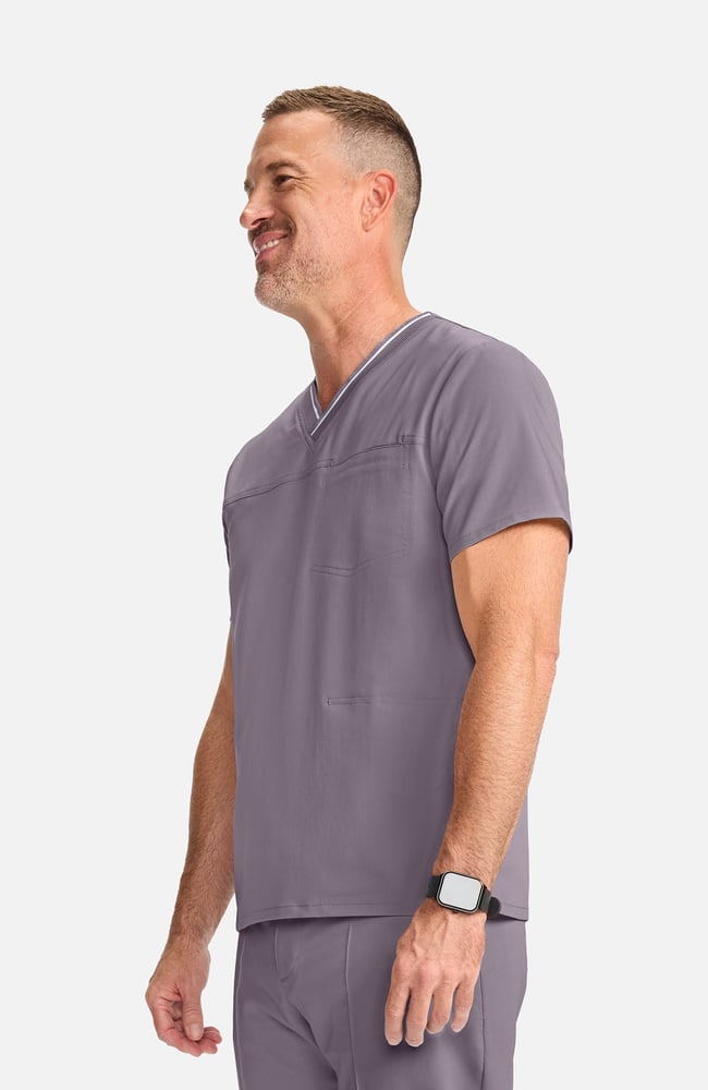 Men's V-Neck Scrub Top, MIN Mink, large