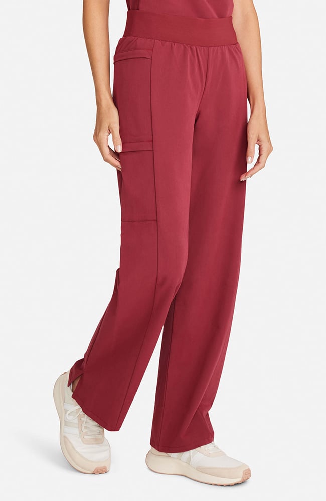 Women's Scrub Set: Taiga Welt Pocket Top & Anemone Straight Leg Pant, CHW Cherry Wood | red, large