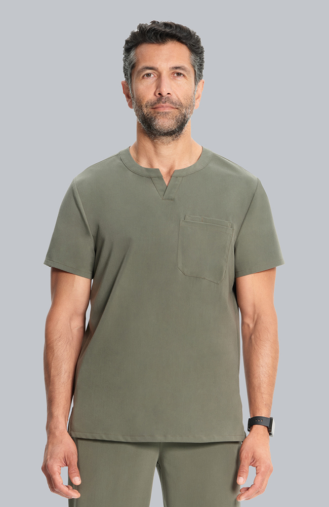 Men's Cirrus Split Crew Neck Scrub Top, OLV Olive | olive, large