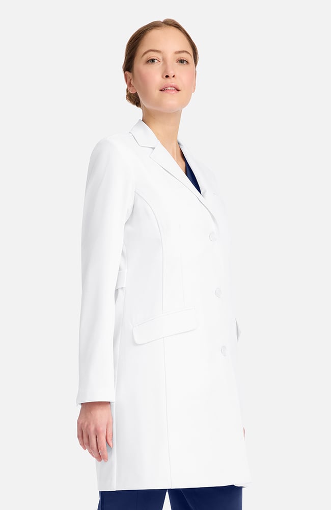 Women's Lise Flap Pocket 33&frac12;" Lab Coat, WHT White | white, large