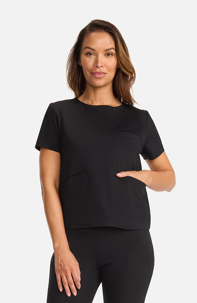 Women's Ponte Round Neck Scrub Top, , large