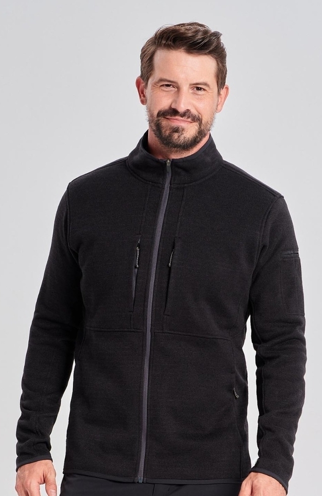 Men's Strata Performance Fleece Scrub Jacket, BLK Black, large