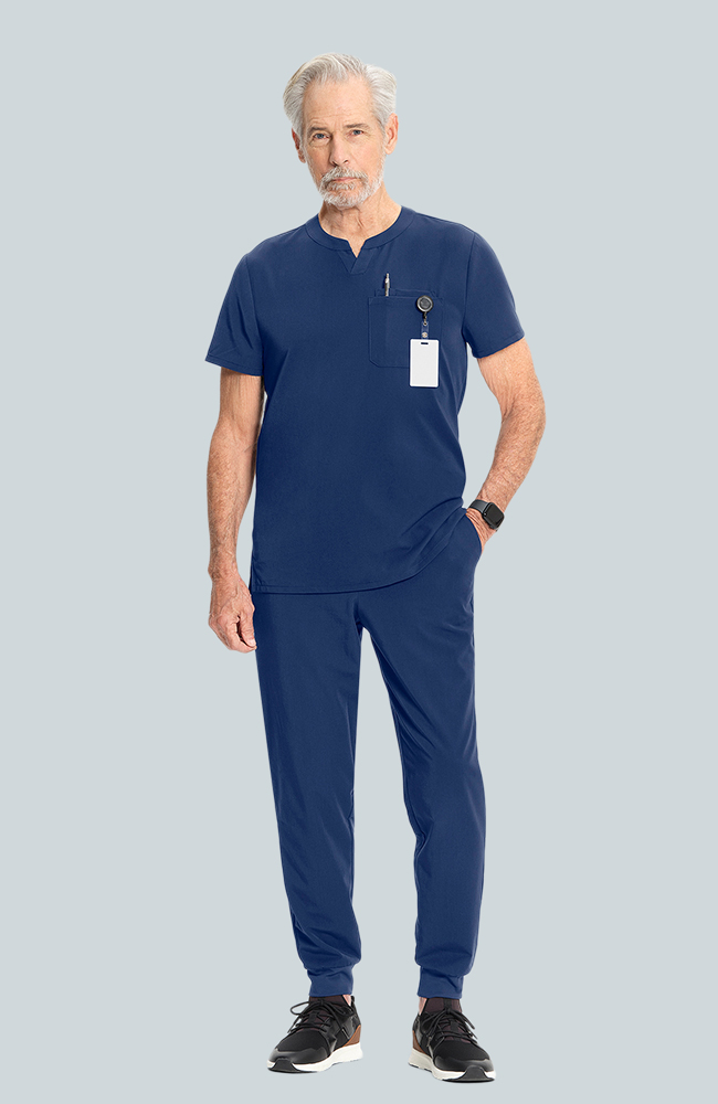 Men's Scrub Set: Cirrus Split Neck Top & Drift Jogger Pant, NAV Navy, large