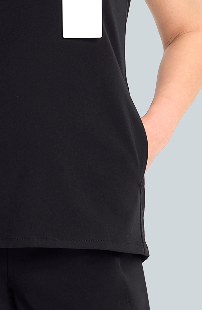 Women's Flora 3-Pocket V-Neck Scrub Top, BLK Black, large