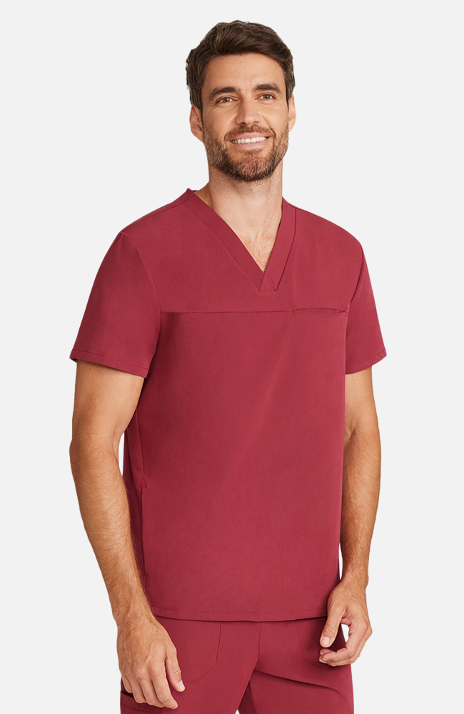 Men's Scrub Set: Vapor 3-Pocket Top &  Zephyr Straight Leg Pant, CHW Cherry Wood | red, large