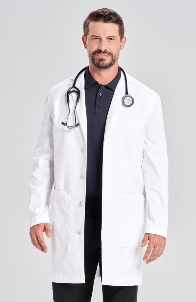Men's Osler Slim Fit 36&frac12;" Lab Coat, WHT White | white, large