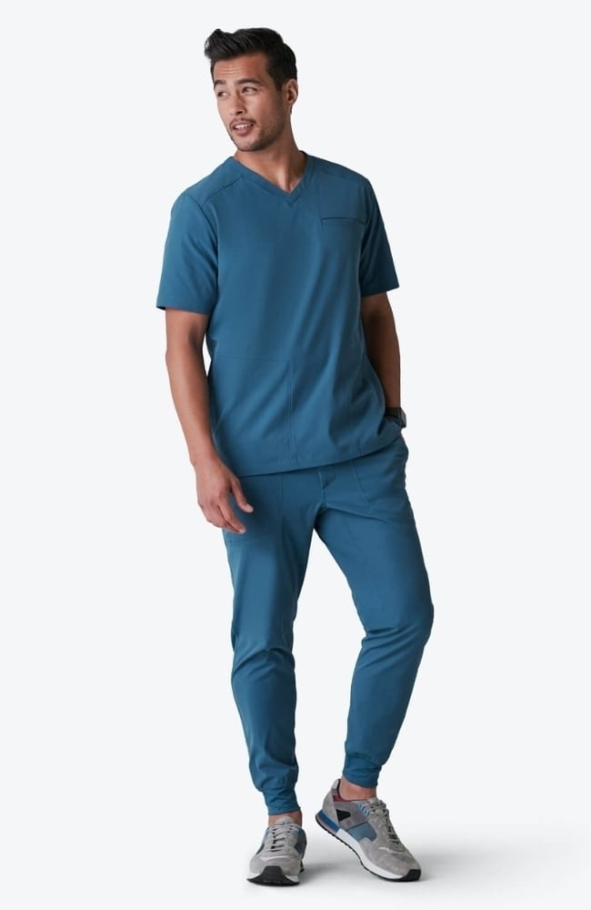 Men's Realm V-Neck Scrub Top, OCE Ocean | blue, large