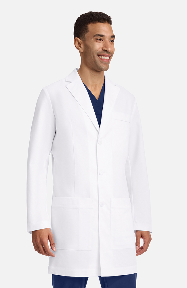 Men's Luca Patch Pocket 37½" Lab Coat, WHT White | white, large