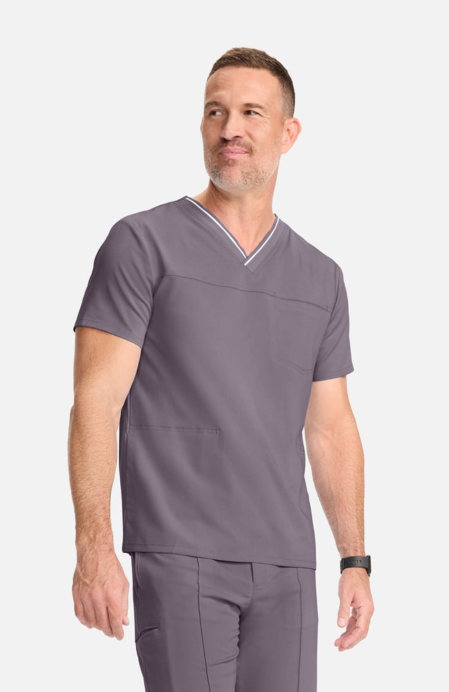 Men's V-Neck Scrub Top, MIN Mink | grey, large