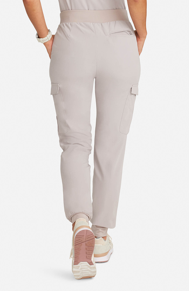 Women's Scrub Set: Flora 3-Pocket Top & Bosque Jogger Pant, WMS Warm Stone | grey, large