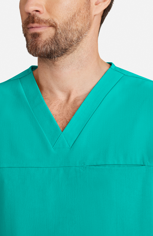 Men's Vapor 3-Pocket V-Neck Seamed Scrub Top, SGR Surgical Green | green, large
