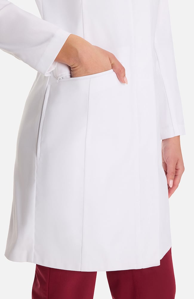 Women's Zip Front Over The Knee Lab Coat 36", WHT White | white, large