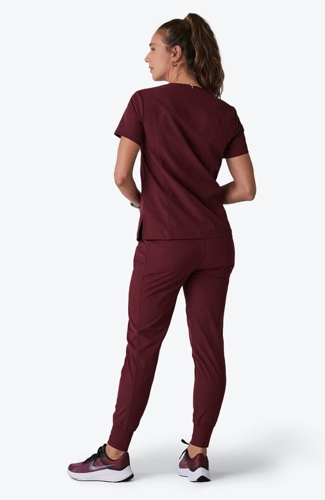 Women's Calyx V-Neck Scrub Top, SNG Sangria | wine, large