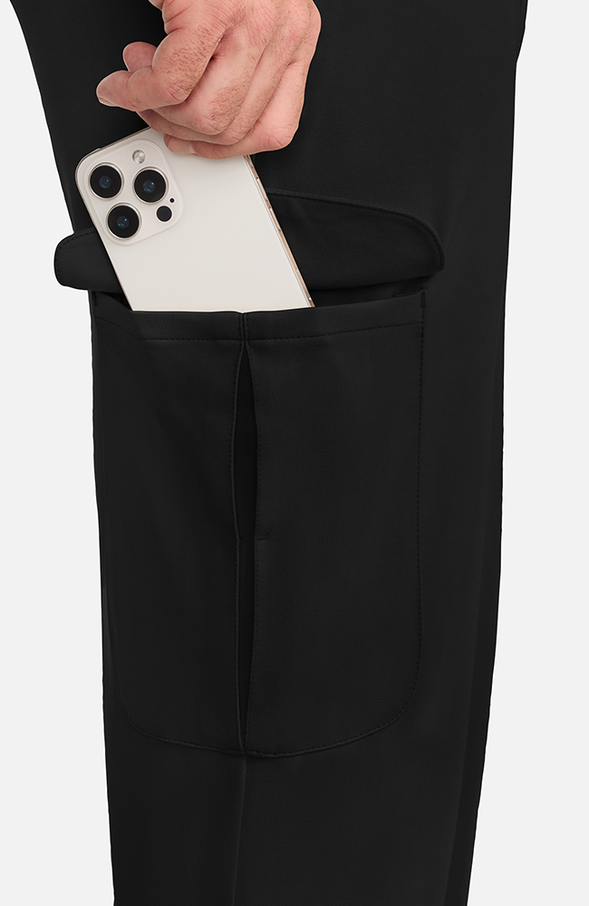 Men's Ponte Cargo Scrub Pant, BLK Black | black, large
