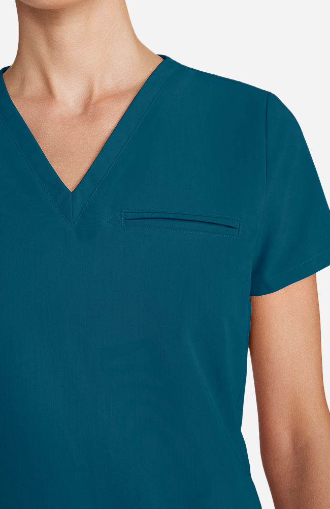 Women's Scrub Set: Flora 3-Pocket Top & Straight Leg Ankle Pant, CAR Caribbean Blue | caribbean blue, large