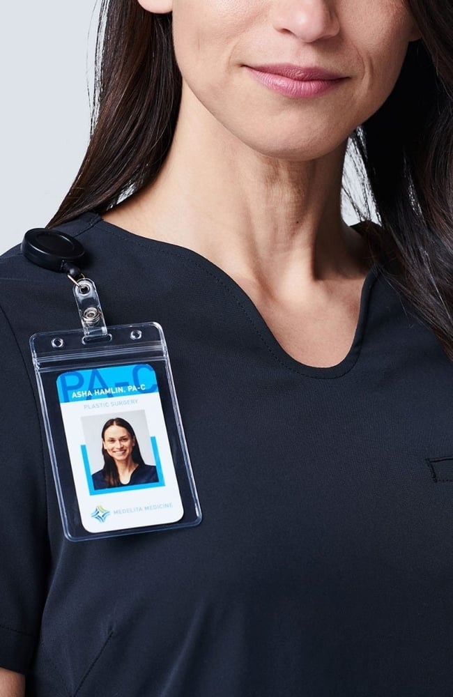 Women's Sola Round Y-Neck Scrub Top, , large