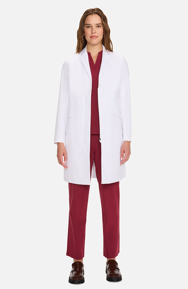 Women's Zip Front Over The Knee Lab Coat 36", WHT White | white, large