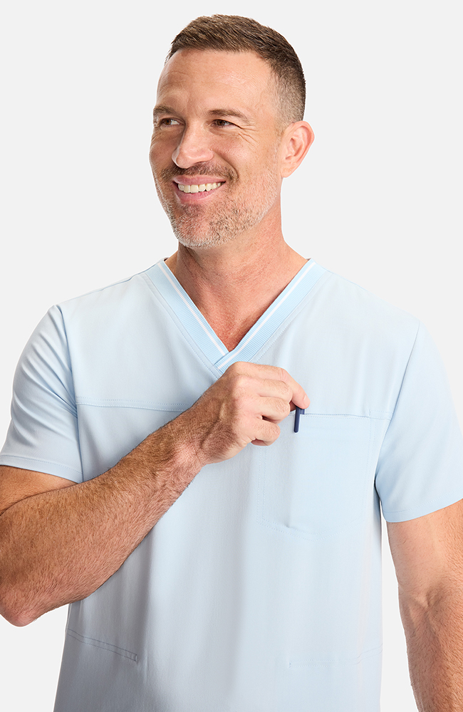 Men's V-Neck Scrub Top, ICB Ice Blue | blue, large
