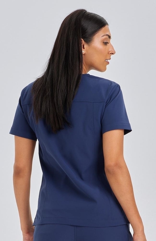Women's Calyx V-Neck Scrub Top, NAV Navy Blue, large