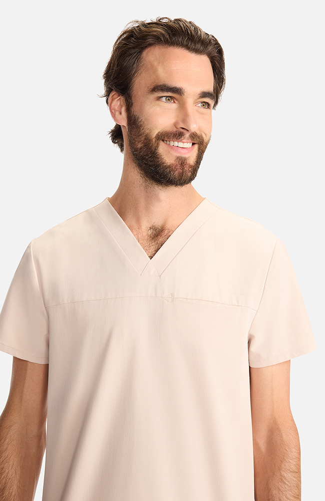Men's Vapor 3-Pocket V-Neck Seamed Scrub Top, TAT Toasted Tan | brown, large