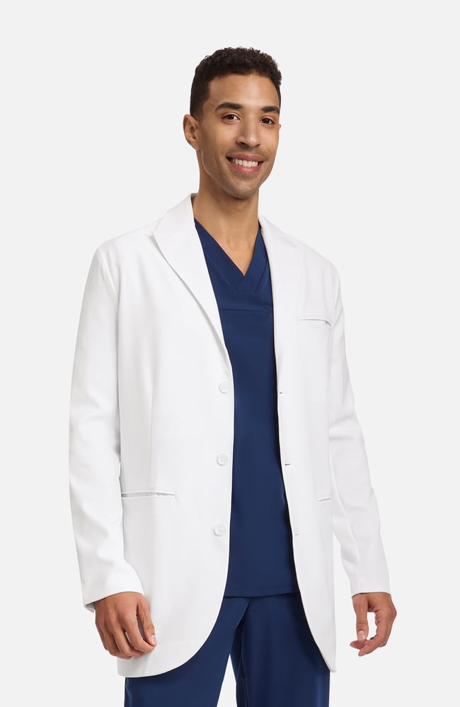 Men's Jonas Fitted 34&frac12;" Lab Coat , WHT White | white, large