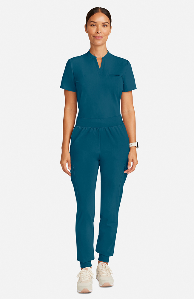Women's Scrub Set: Taiga Welt Pocket Top & Bosque Jogger Pant, CAR Caribbean Blue | caribbean blue, large