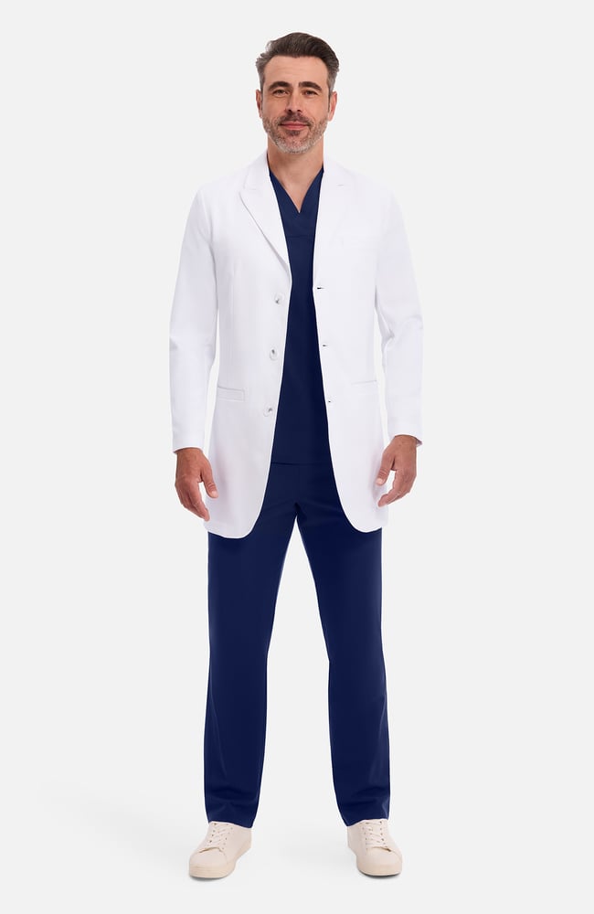 Men's Bennet Slim Stretch 34&frac34;" Lab Coat, WHT White | white, large
