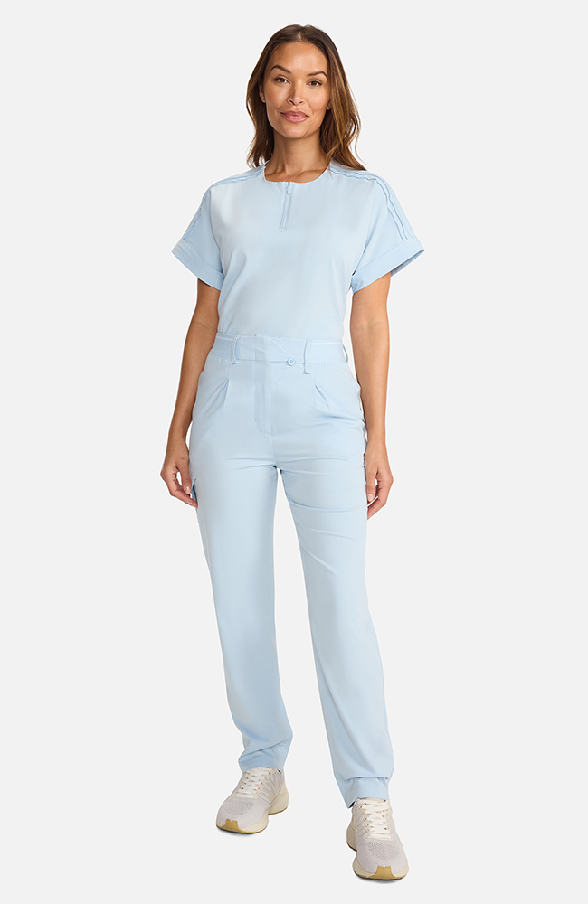 Women's Pleated Barrel Leg Scrub Pant, , large