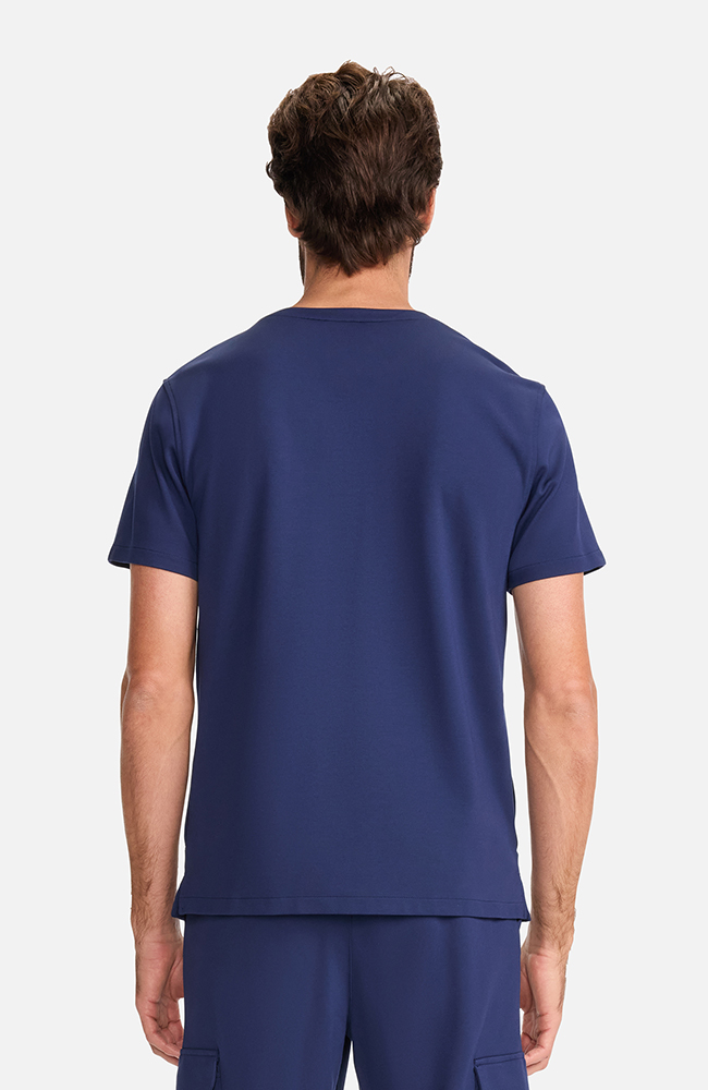 Men's Ponte Quarter Zip V-Neck Scrub Top, NAV Navy | navy, large