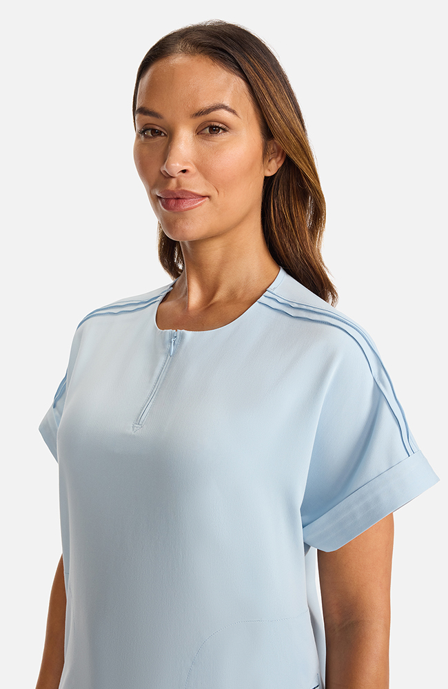 Women's Quarter-Zip Dolman Scrub Top, ICB Ice Blue | blue, large