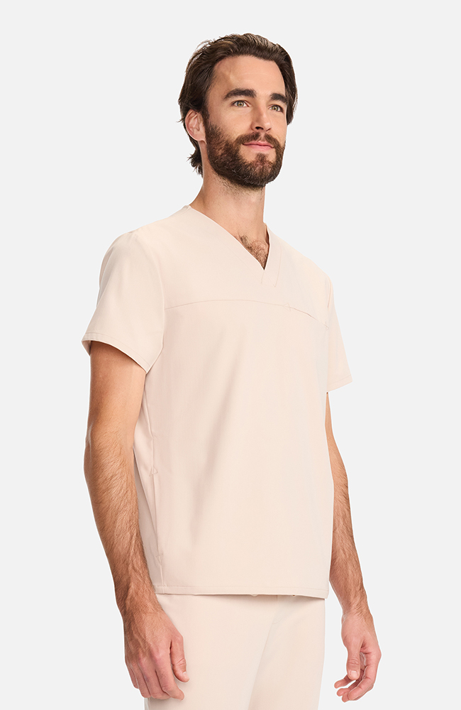 Men's Vapor 3-Pocket V-Neck Seamed Scrub Top, TAT Toasted Tan | brown, large