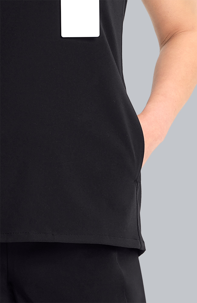 Women's Scrub Set: Flora 3-Pocket Top & Straight Leg Ankle Pant, BLK Black, large