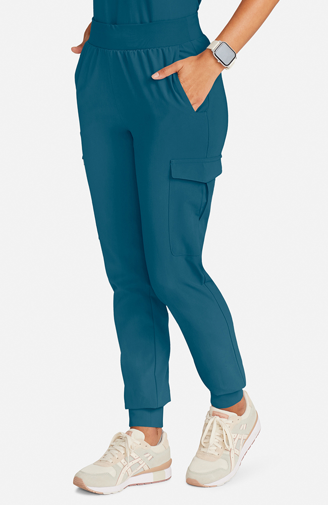 Women's Scrub Set: Taiga Welt Pocket Top & Bosque Jogger Pant, CAR Caribbean Blue | caribbean blue, large