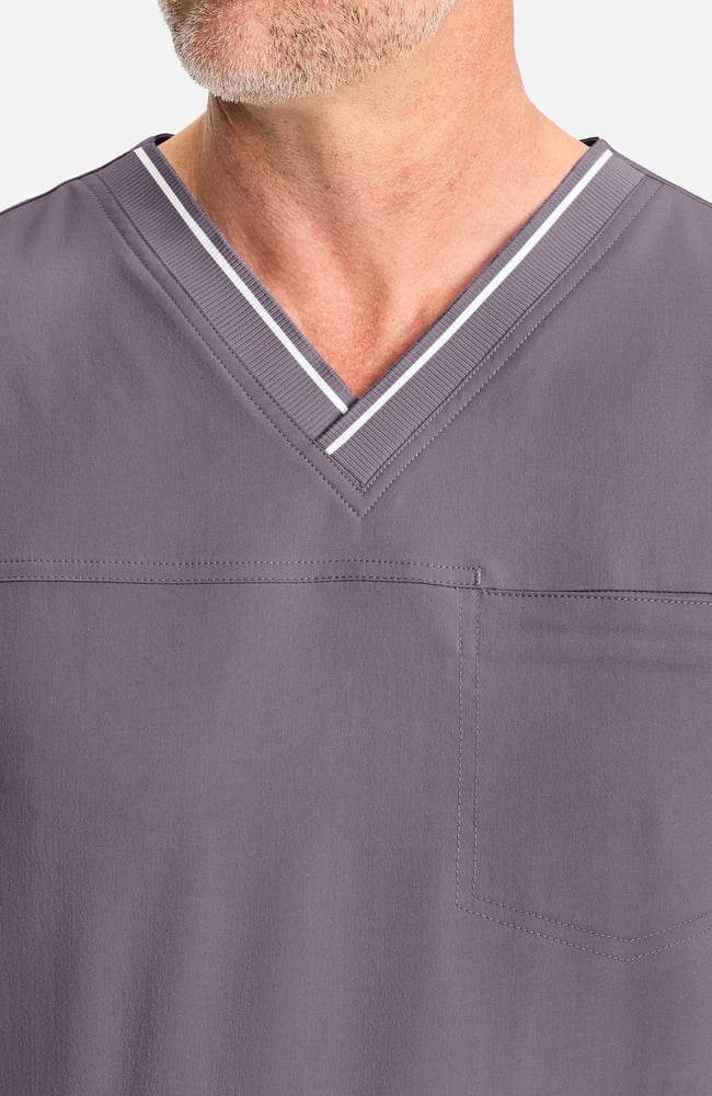 Men's V-Neck Scrub Top, MIN Mink | grey, large