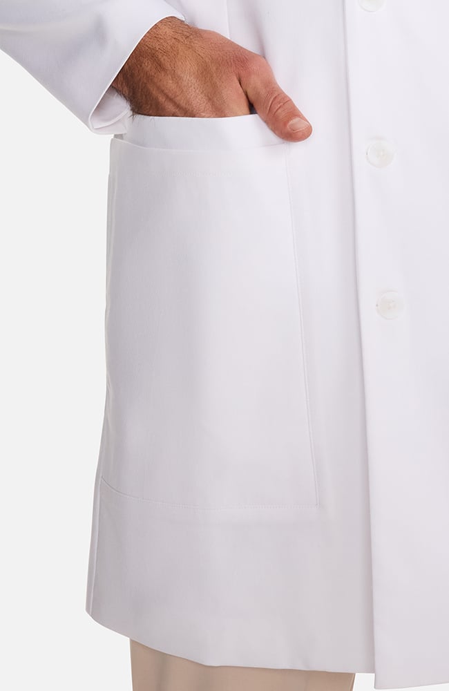Men's Multi Pocket Mid Thigh Lab Coat 38&frac12;", WHT White | white, large