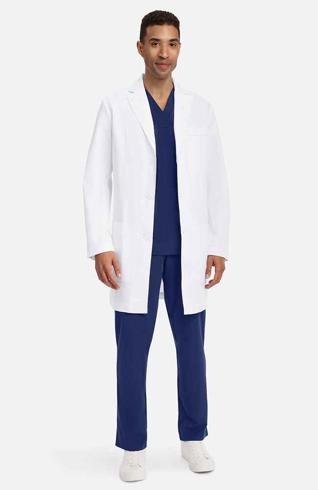 Men's Luca Patch Pocket 37½" Lab Coat, WHT White | white, large