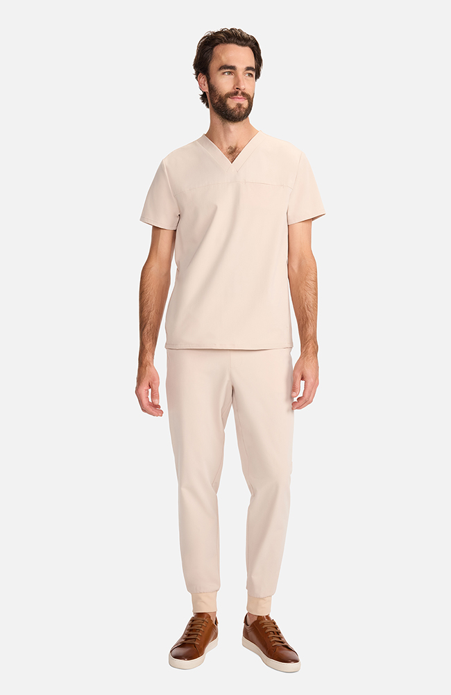 Men's Vapor 3-Pocket V-Neck Seamed Scrub Top, TAT Toasted Tan | brown, large