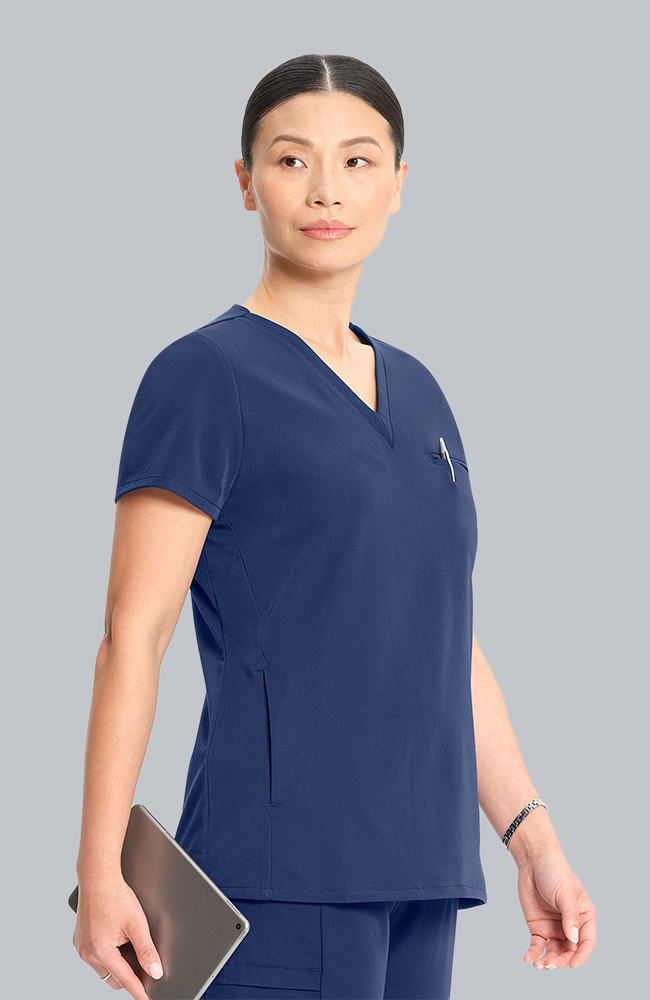 Women's Scrub Set: Flora 3-Pocket Top & Straight Leg Ankle Pant, NAV Navy, large