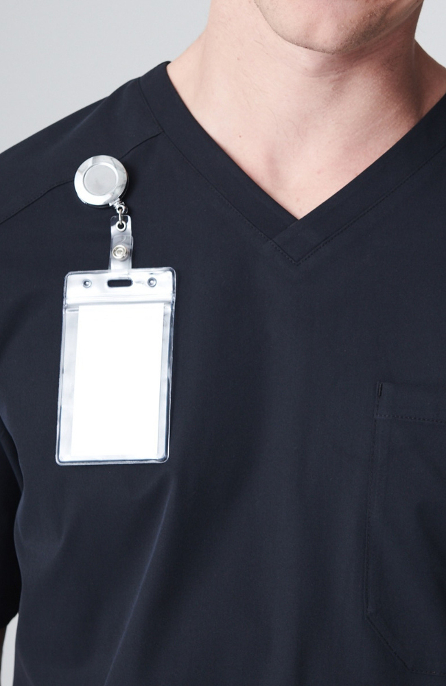 Men's Apex V-Neck Scrub Top, BLK Black, large