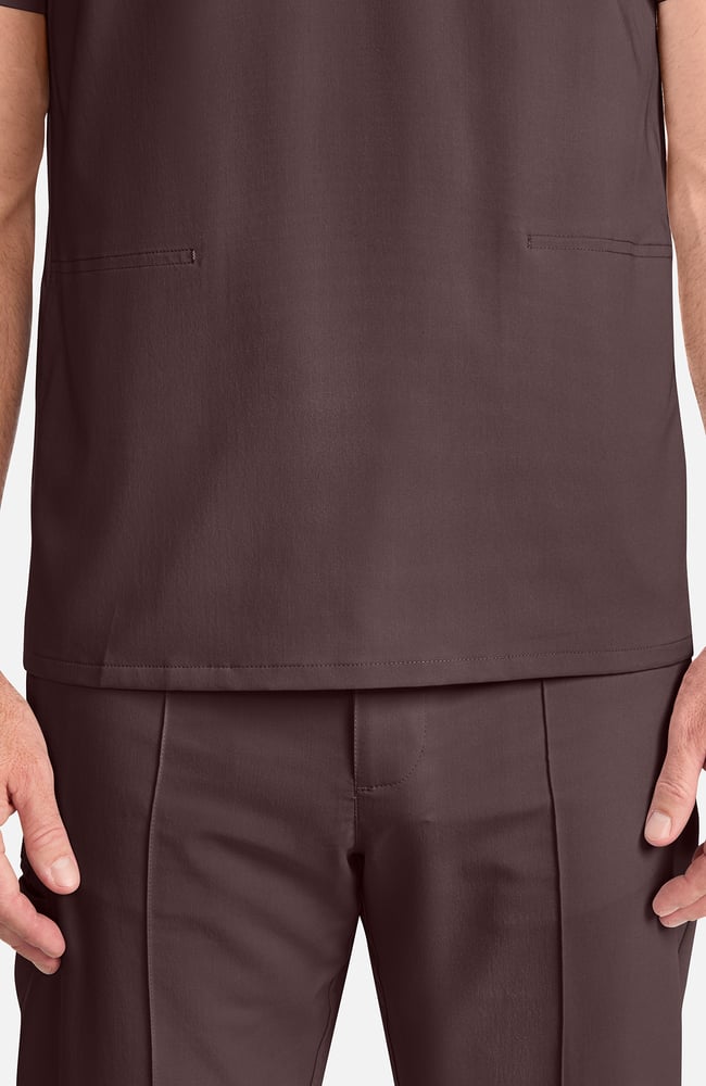 Men's V-Neck Scrub Top, UMB Umbra | brown, large