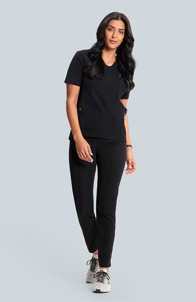 Women's Sola Round Y-Neck Scrub Top, , large