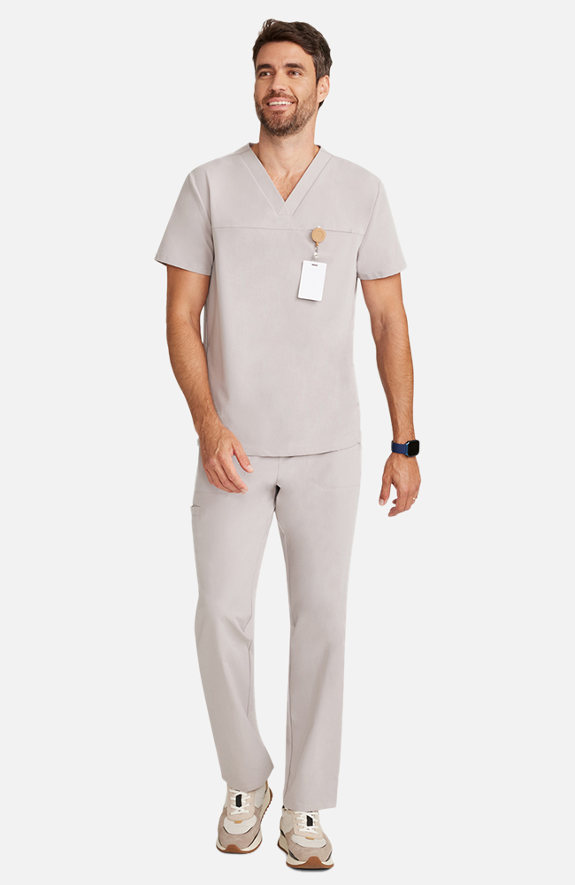 Men's Scrub Set: Vapor 3-Pocket Top &  Zephyr Straight Leg Pant, WMS Warm Stone | grey, large